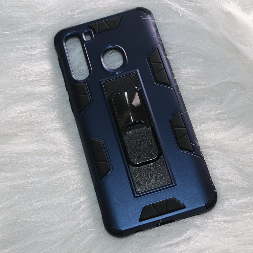 Samsung Galaxy A21 - Blue/Black with Built-In Kickstand + 2 Screen Protector Kit